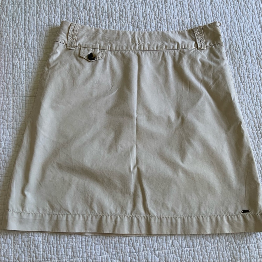 TOMMY HILFIGER CREAM COTTON A-LINE SHORT SKIRT / 8 - SMALL - MEDIUM